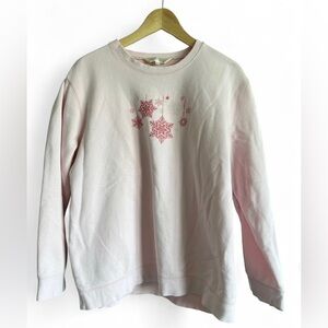 Northern Reflections Womens Light Pink Snowflake Cottagecore Crewneck Sweatshirt